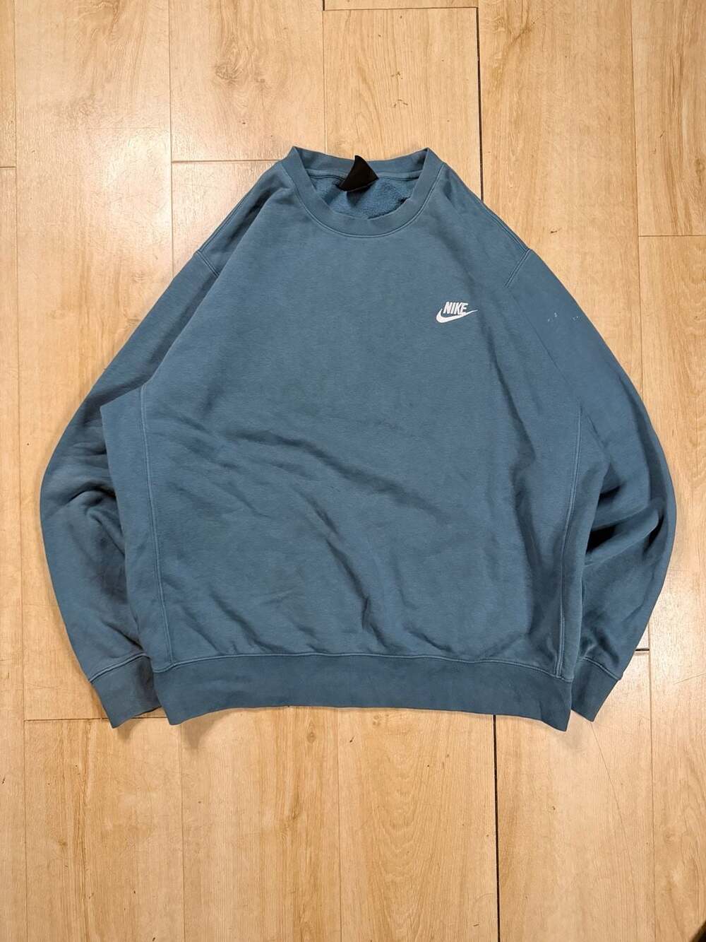 Nike Club Crewneck Sweatshirt Size L Teal Blue Embroidered Swoosh